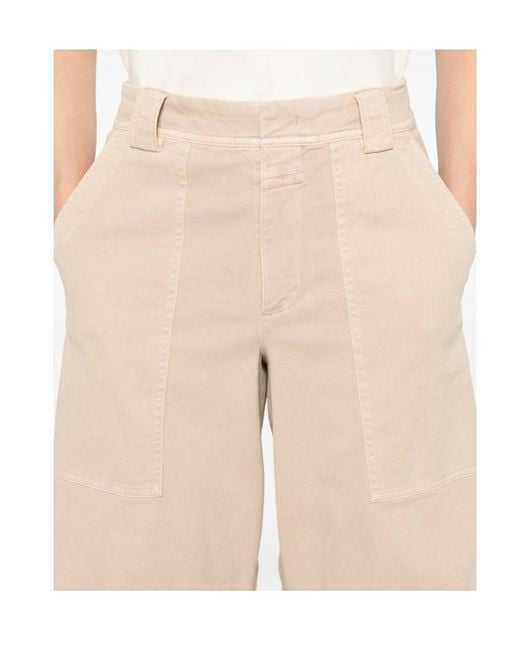 Closed Natural Rhannon Patch-Pocket Tapered Trousers