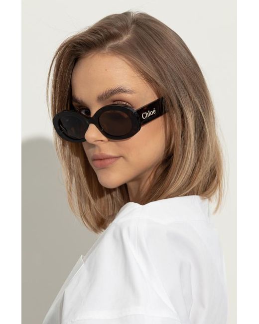 Chloé Multicolor Oval-Frame Recycled-Acetate Sunglasses