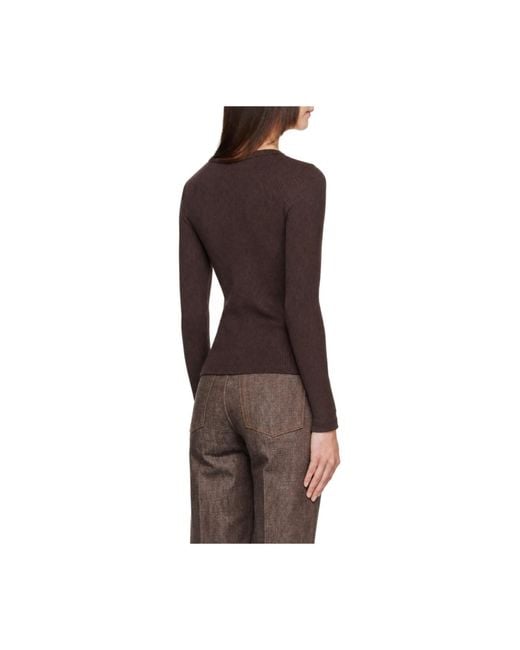Maison Kitsuné Brown Baby Fox Ribbed Cardigan