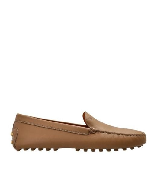 Tod's Brown Logo Embossed Loafers