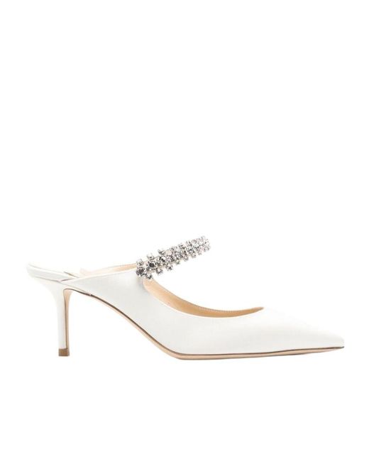 Jimmy Choo White Bing 65Mm Leather Mules