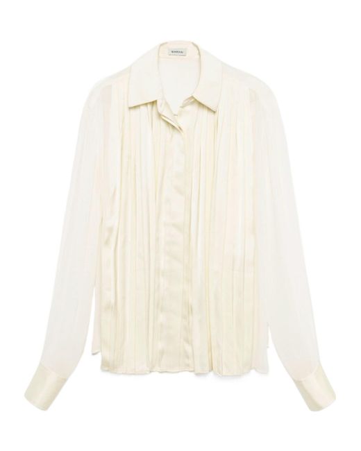 Jonathan Simkhai White Vinka Pleated-Front Blouse