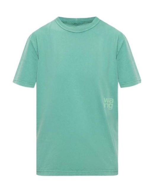 T By Alexander Wang Green Logo-Print Round-Neck T-Shirt