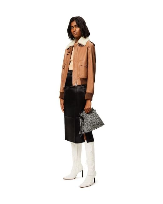 Loewe Brown Zip-Up Leather Jacket