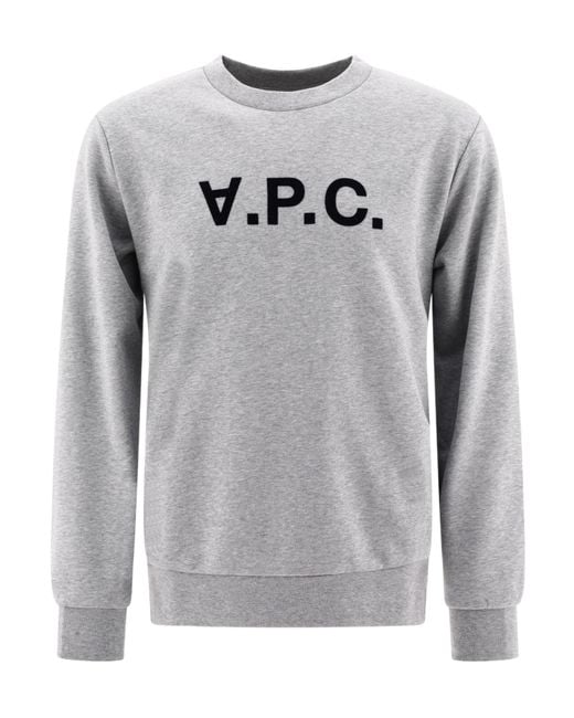 A.P.C. Gray Logo Printed Crewneck Sweatshirt for men