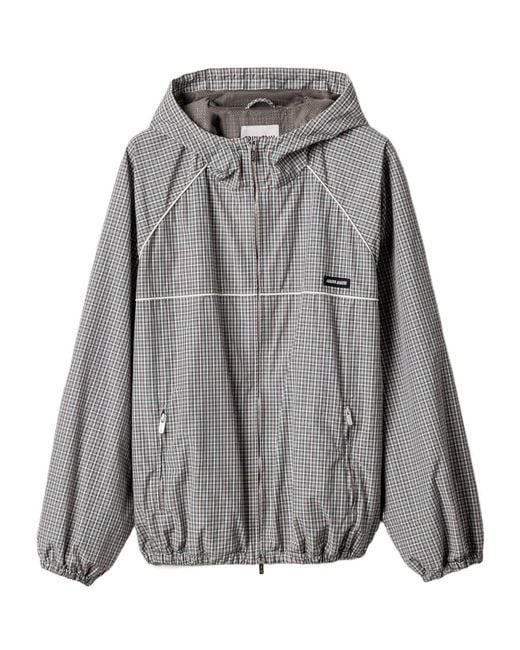 Miu Miu Gray Checked Drawstring Jacket