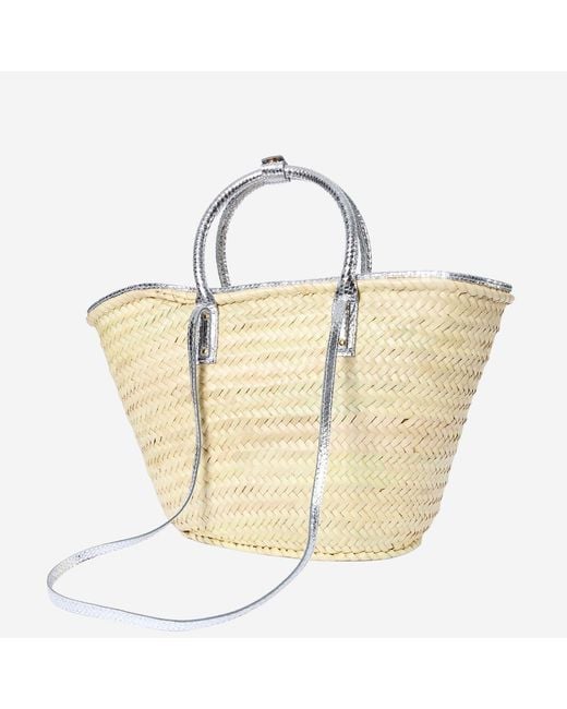 Jacquemus Metallic Logo Printed Le Panier Soli Woven Bucket Bag