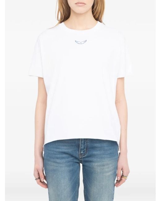 Zadig & Voltaire White Tommer Graphic-Print Rhinestone-Embellished T-Shirt