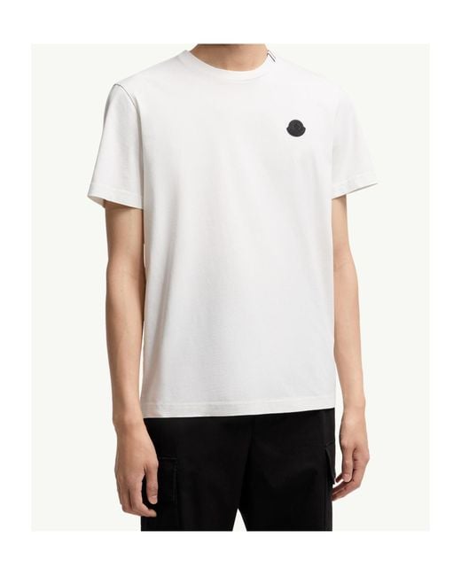 Moncler White Logo Patch Crewneck T-Shirt for men