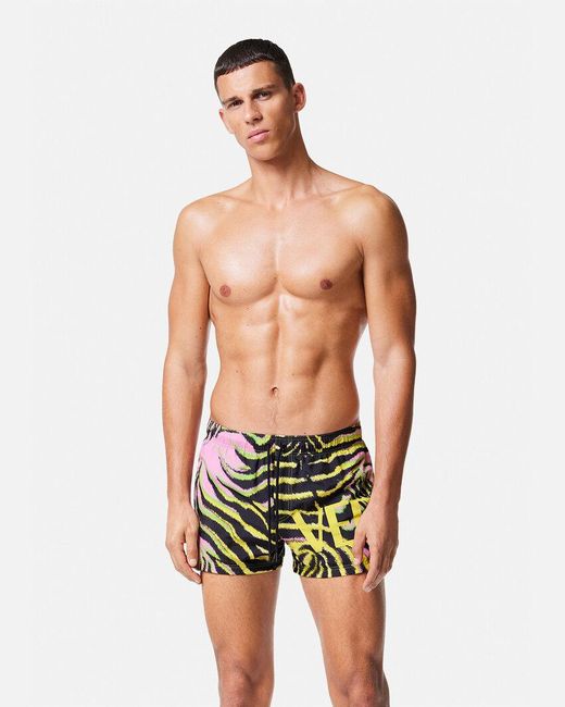 Versace Metallic Printed Swimming Trunks for men