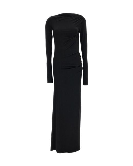 ANDAMANE Black Deep Openback Maxi Dress