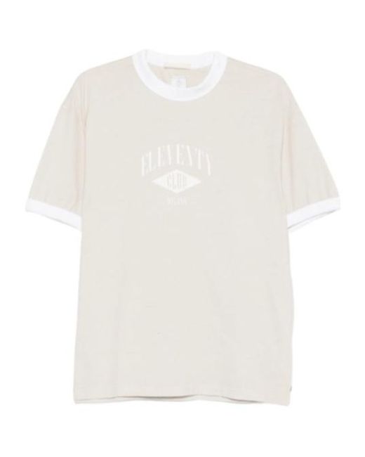 Eleventy White Logo T-Shirt for men