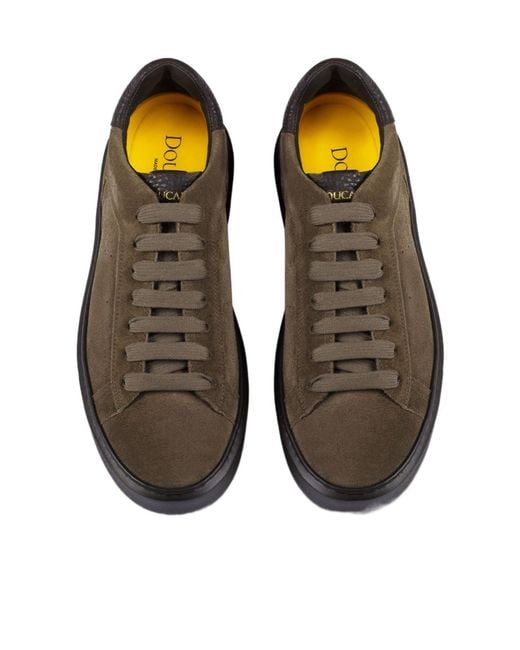 Doucal's Brown Lace-Up Sneakers for men