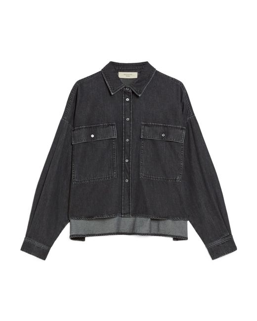 Weekend by Maxmara Black Buttoned Long-Sleeved Denim Shirt