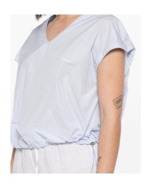 Herno White Drawstring-Hem V-Neck Top