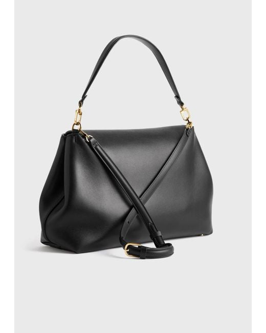 Totême Black Totême T-Lock Foldover Top Shoulder Bag