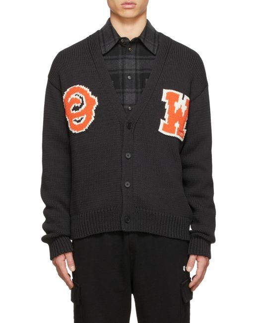 Off-White c/o Virgil Abloh Black Logo Patch V-Neck Cardigan for men