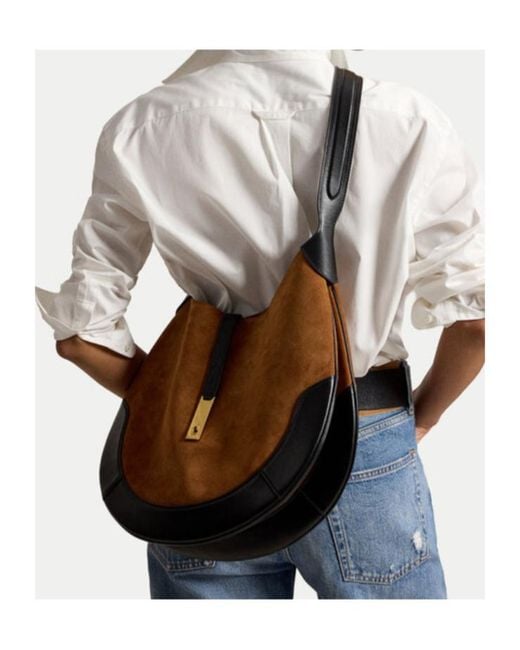 Polo Ralph Lauren Brown Half Moon Shoulder Bag