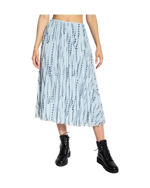 RED Valentino Blue Pleated Skirt