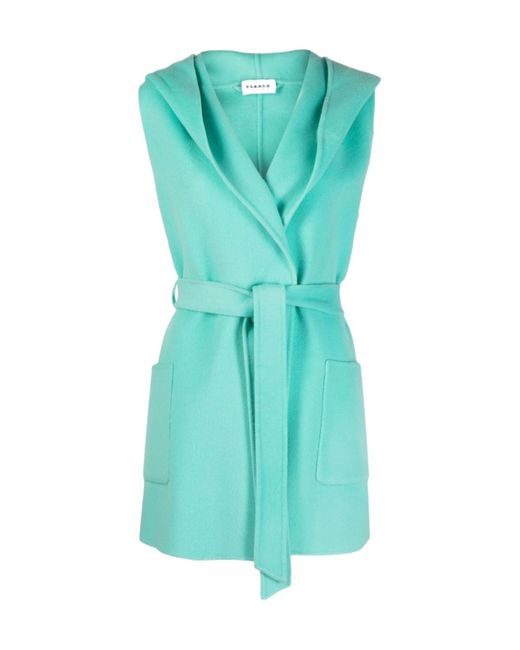 P.A.R.O.S.H. Blue Belted Mid-Length Coat