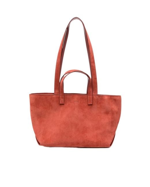 A.P.C. Red Suede Tote Bag