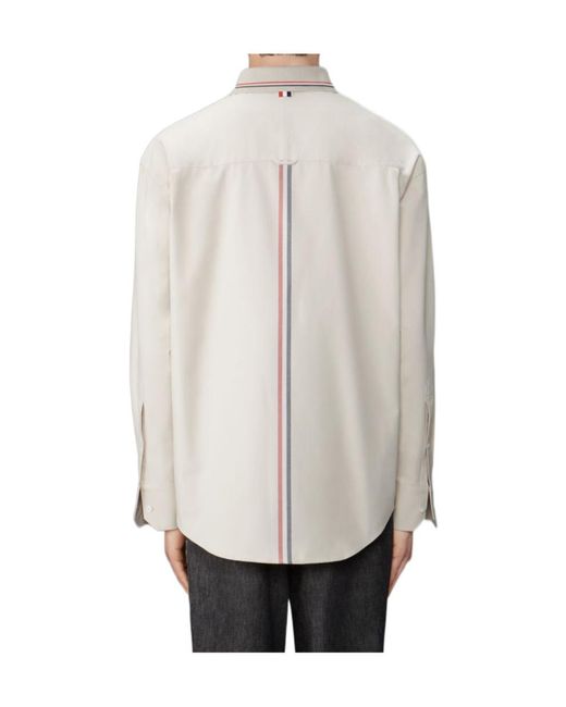 Thom Browne White Rwb Striped Curved Hem Shirt for men