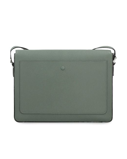 Valextra Green V-Line Foldover-Top Messenger Bag for men