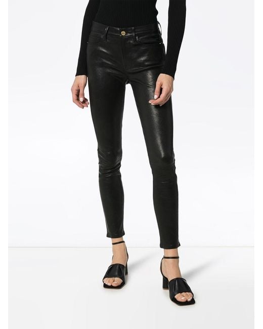 FRAME Black Le High Skinny Leather Trousers