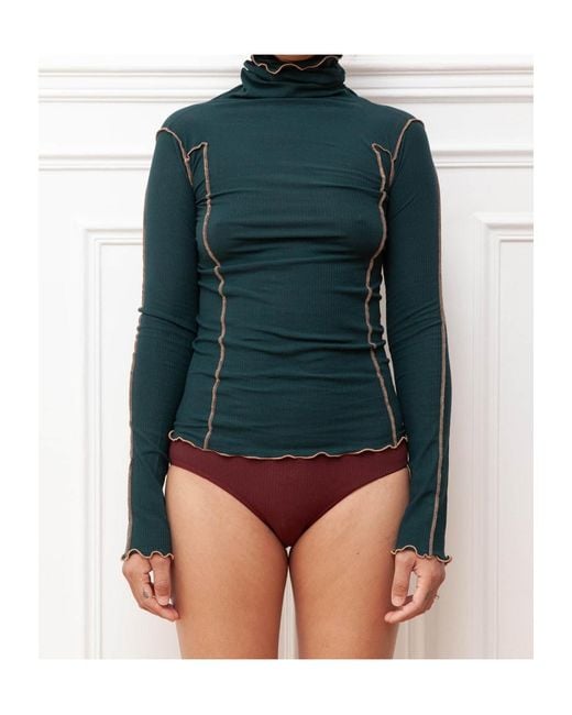 Baserange Blue Long-Sleeved Turtleneck Sweater