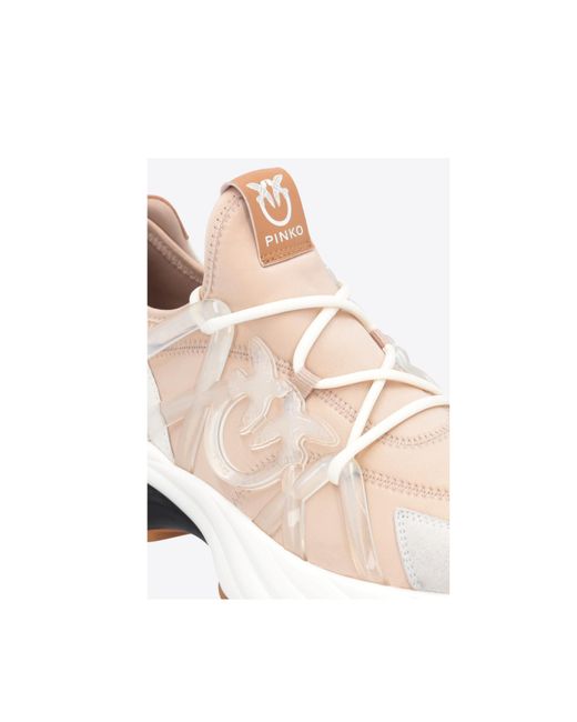 Pinko White Love Birds Panelled Lace-Up Sneakers