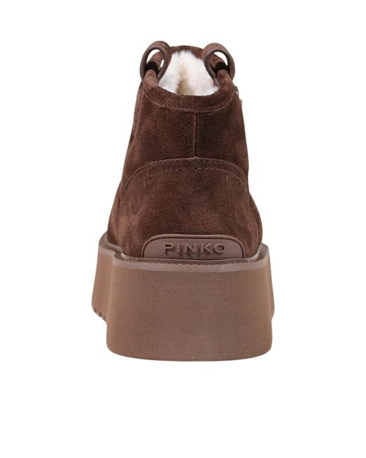 Pinko Brown Round-Toe Snow Boots