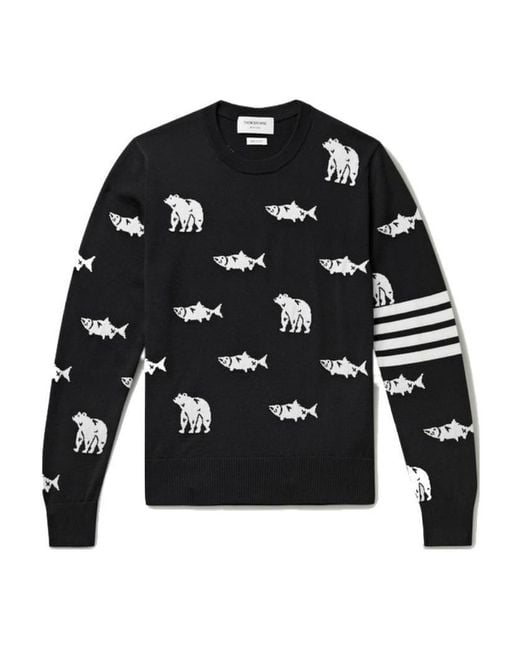Thom Browne Black Fish Bear Jumper for men