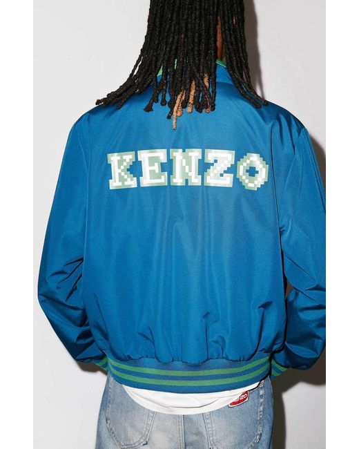 KENZO Blue Pixel Logo Zipped Jacket for men