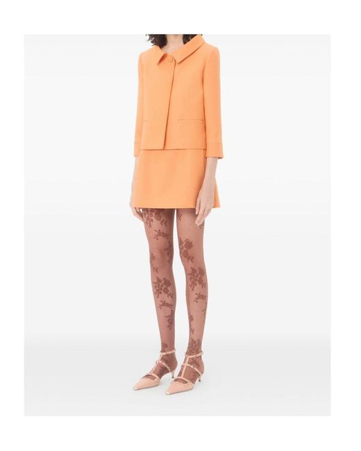 Valentino Orange Crepe Couture Wrap Skirt