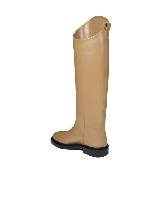 Jil Sander White Almond-Toe Knee-Length Boots