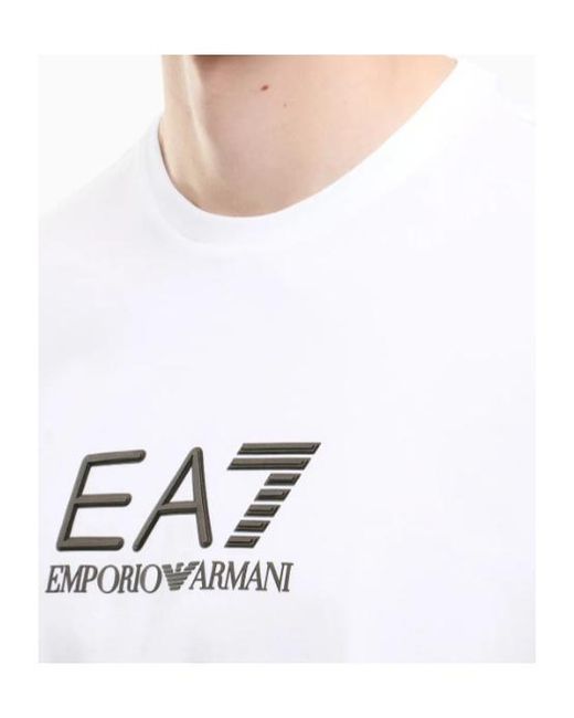 EA7 White Short-Sleeve Crew-Neck Sports T-Shirt for men