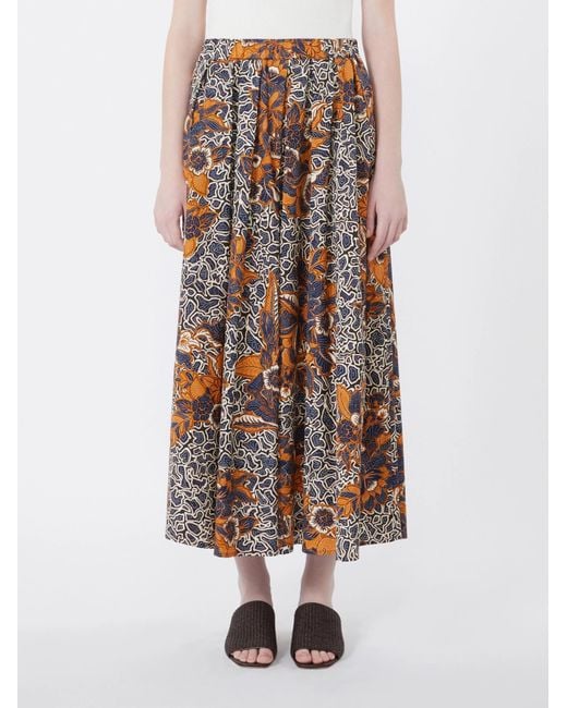 Weekend by Maxmara Blue Cotton Printed Midi Skirt