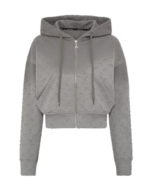 MARINE SERRE Gray Monogrammed Zip-Up Jacket