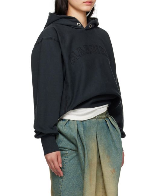 Maison Margiela Black Logo Fleece Hoodie for men