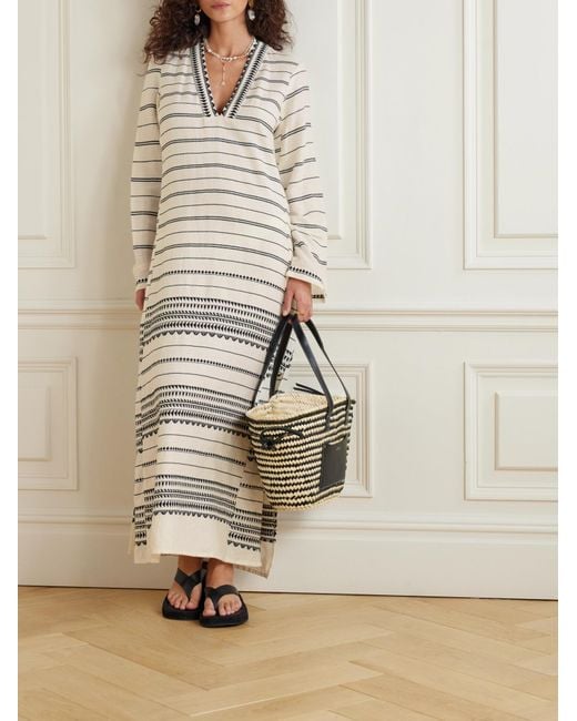 Lemlem White Embroidered Cotton Maxi Dress
