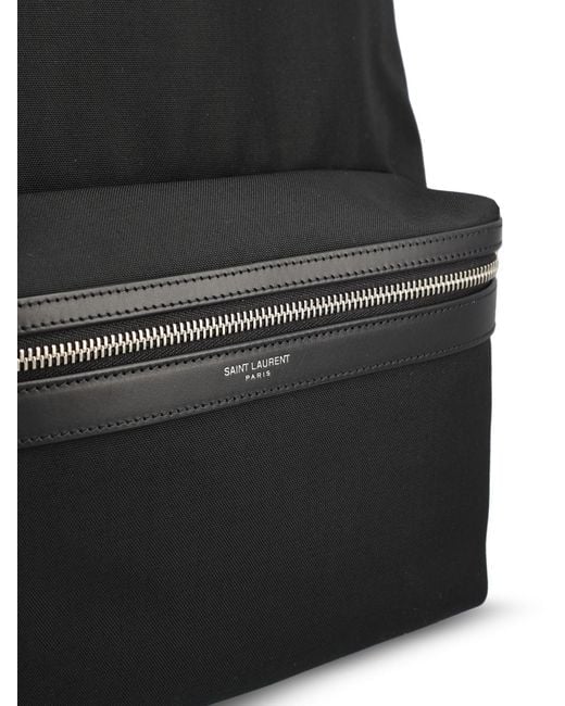 Saint Laurent Black Logo Stamp Zip-Up Backpack for men