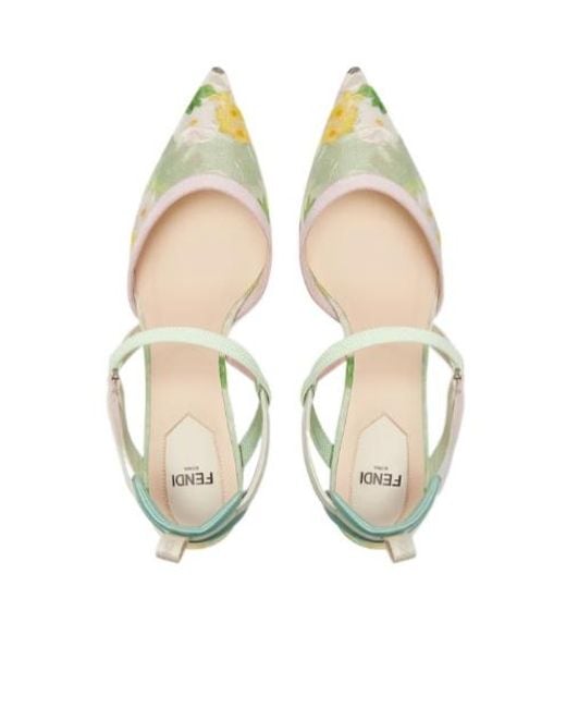 Fendi Metallic Colibrì Lite Floral Pumps