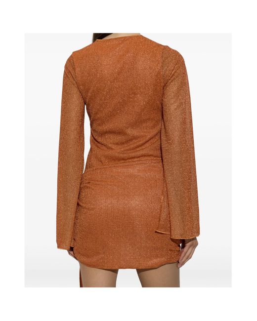 Oseree Brown Oséree Ring Detail Lurex Mini Dress