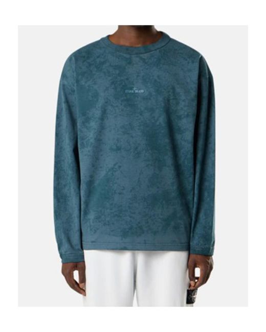 Stone Island Blue Long-Sleeve Graphic T-Shirt for men