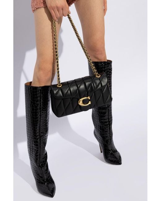 COACH Black Tabby 26 Logo Plaque Quilted Crossbody Bag