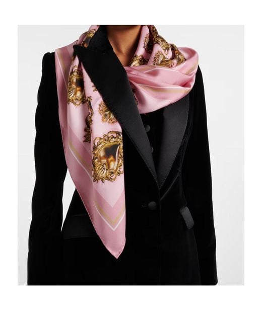 Dolce & Gabbana Pink Printed Silk Scarf