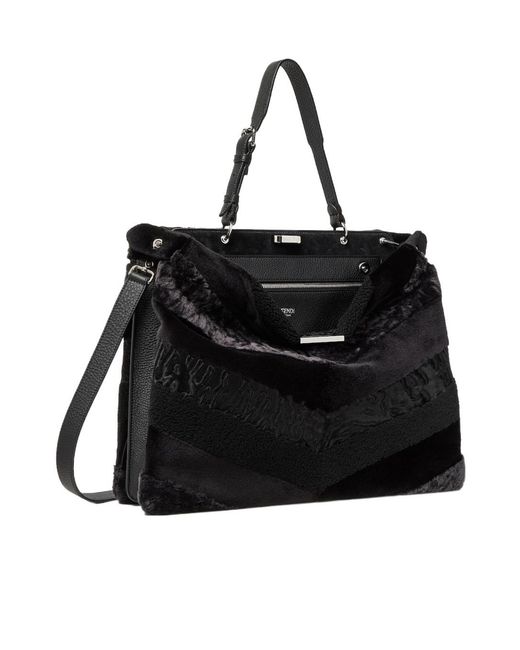 Fendi Black Maxi Peekaboo Soft Inlaid Fur Bag for men