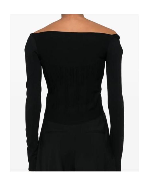 Mugler Black Boning-Detail Sweater