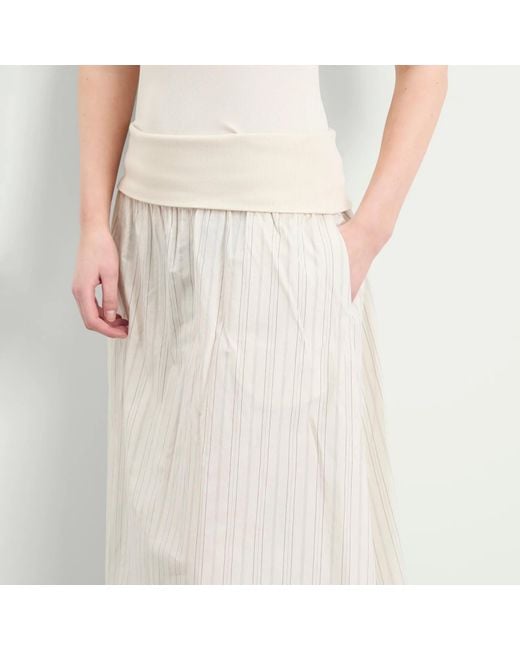 Samsøe & Samsøe White Sathea Striped Maxi Skirt