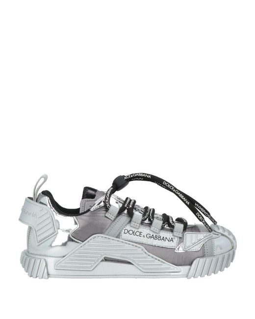 Dolce & Gabbana Gray Metal Leather Low-Top Casual Shoes